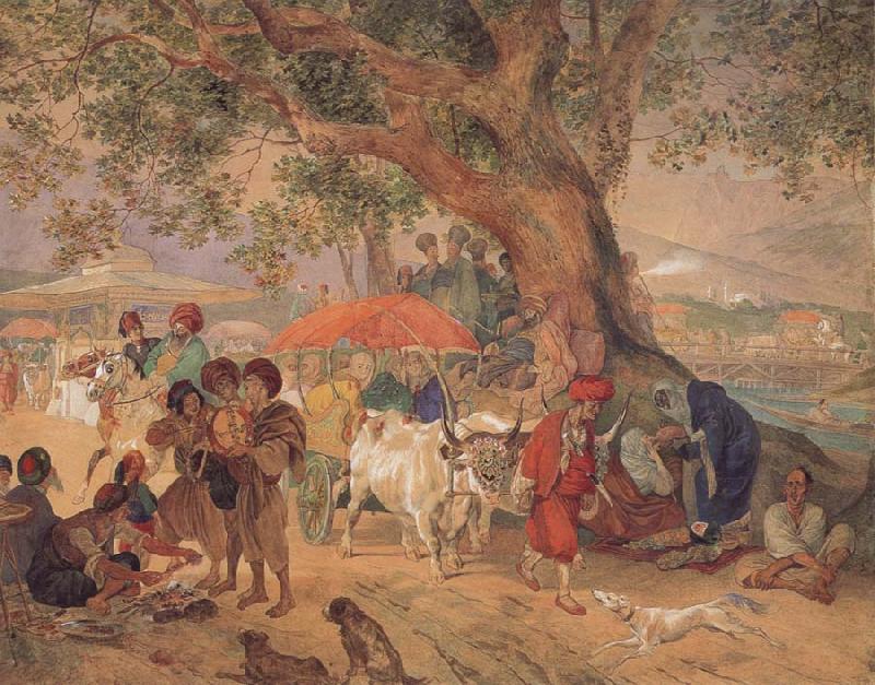 Karl Briullov A Break in the Journey,Near Constantinople oil painting picture